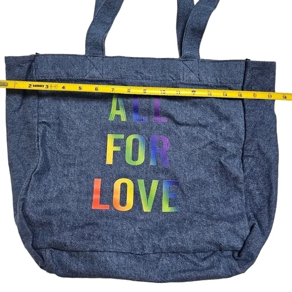 NWT Mavi Rainbow Denim Tote Dump Bag Carryall All For Love 100% Cotton - Picture 5 of 9